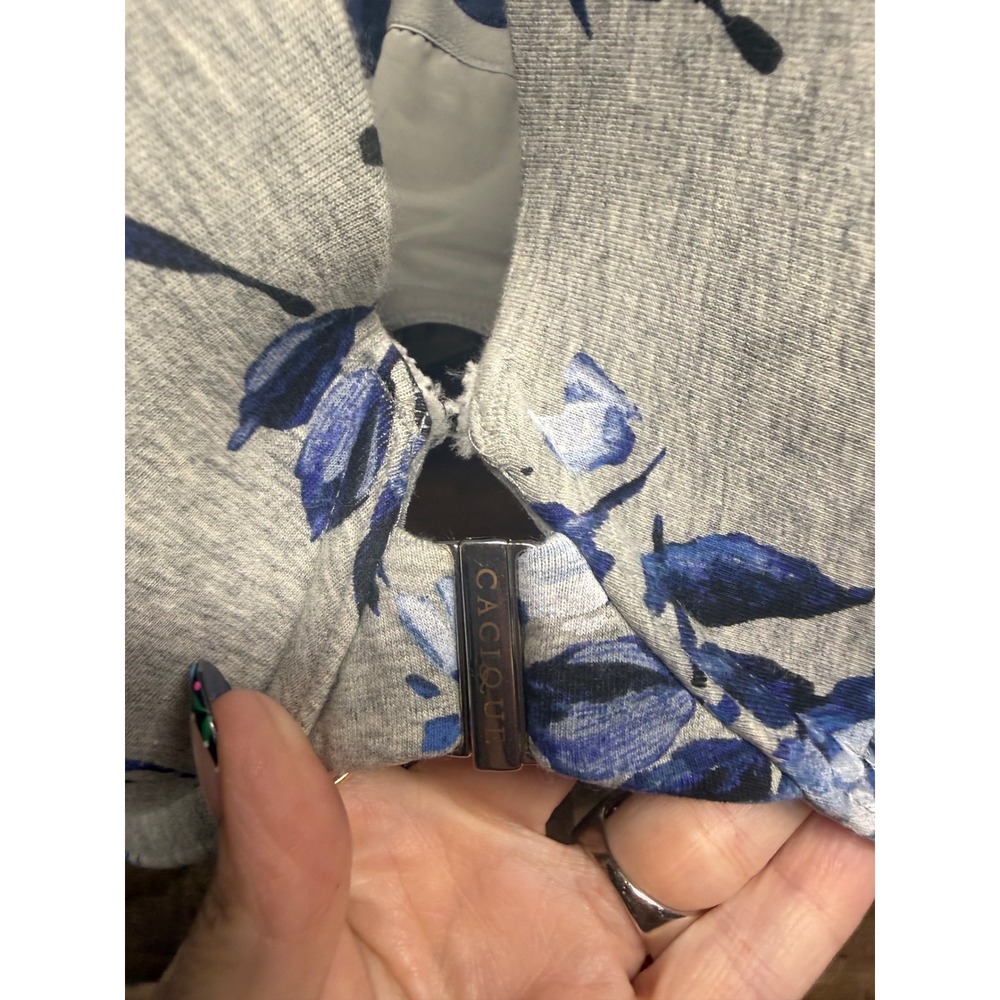 Cacique Boost Plunge Front Close Racerback Bra Blue Floral Gray 48DDD - Picture 2 of 7